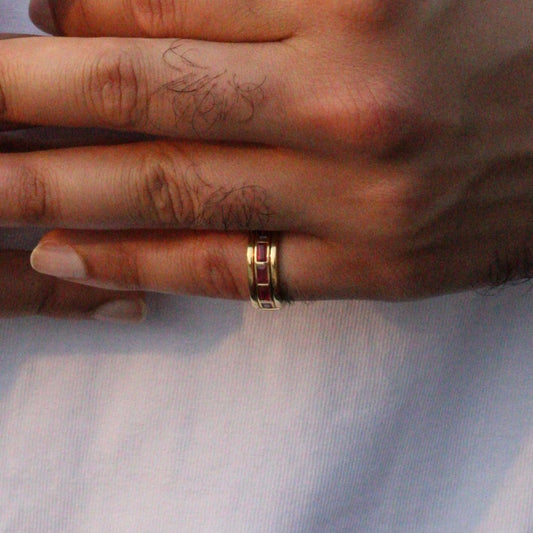 Two in One Gold Channel Set Ruby Ring