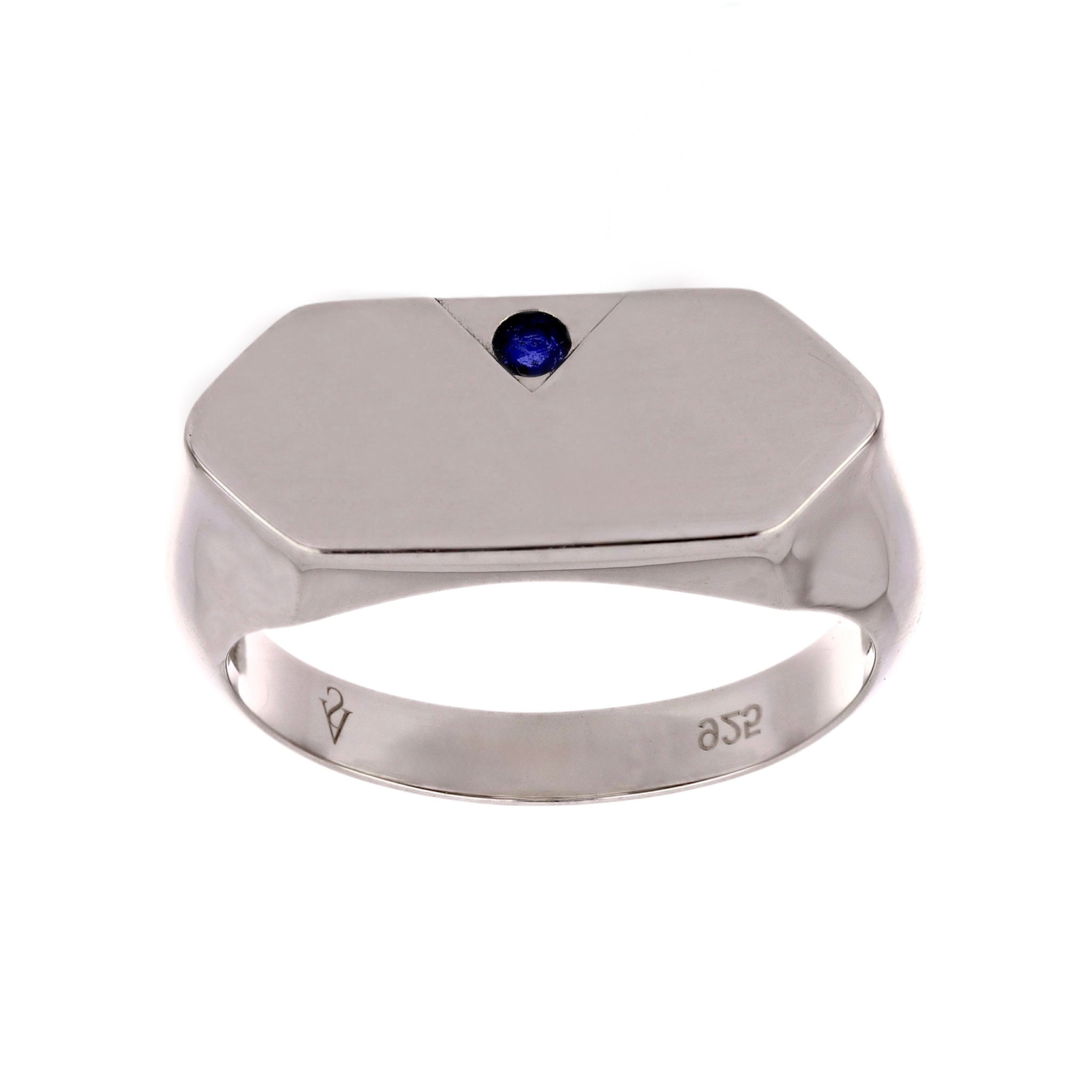 Blue Sapphire Signet Silver Ring