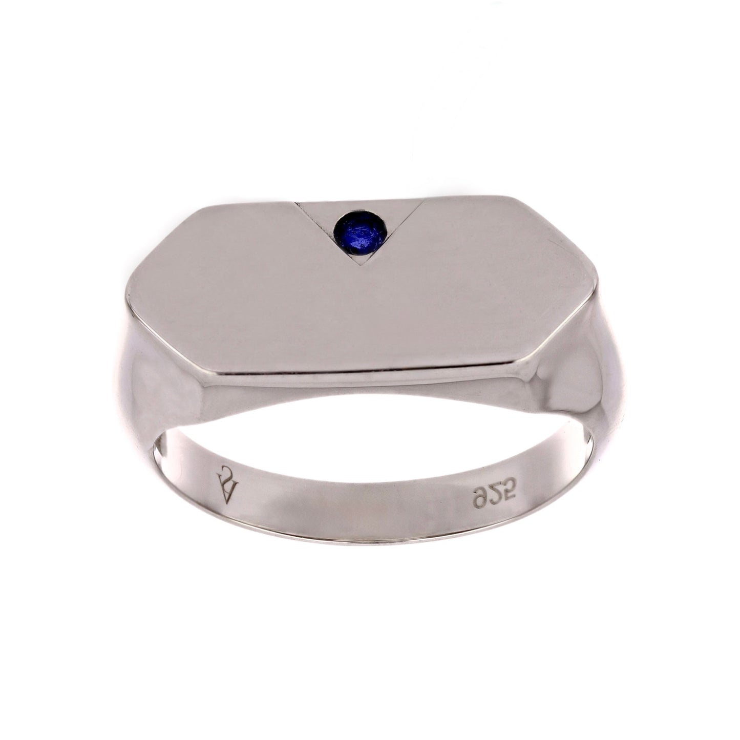 Blue Sapphire Signet Silver Ring