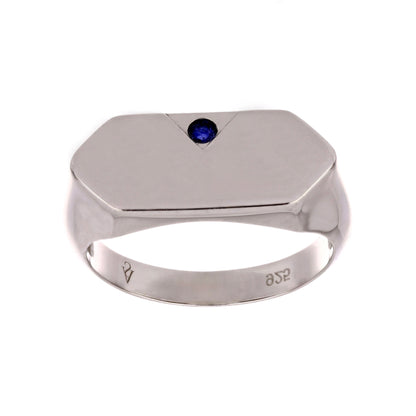 Blue Sapphire Signet Silver Ring