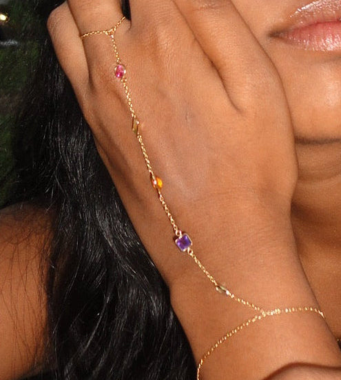 Multi-Color Gemstone Handchain