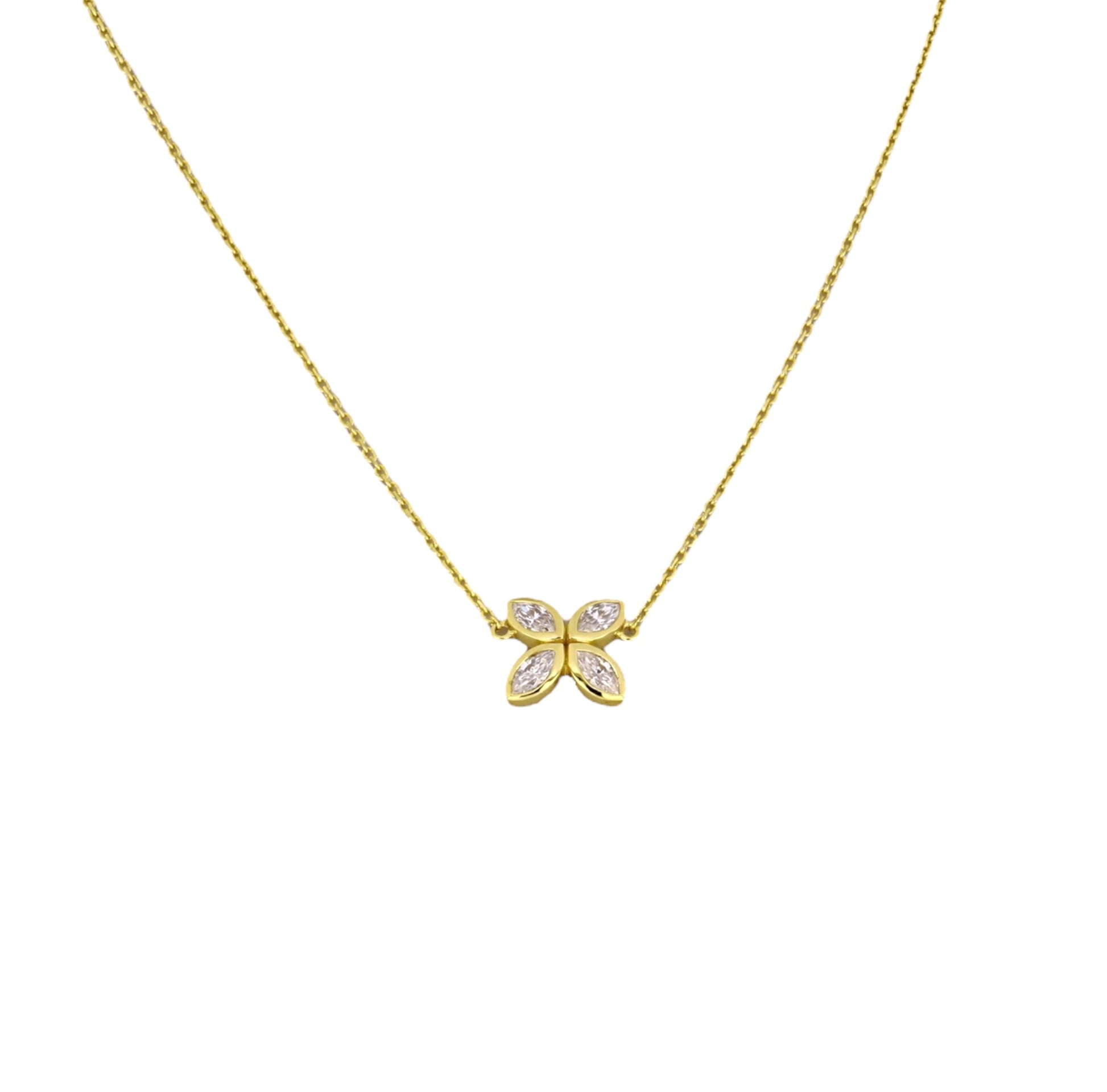 Moissanite Gold Flower Necklace