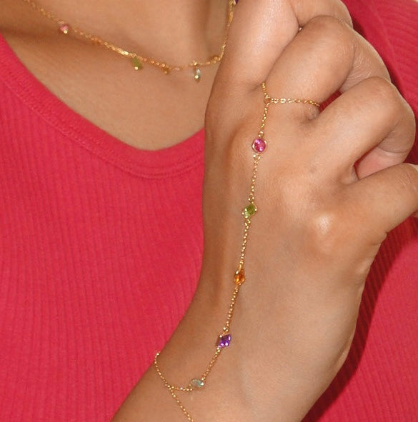 Multi-Color Gemstone Handchain - second image