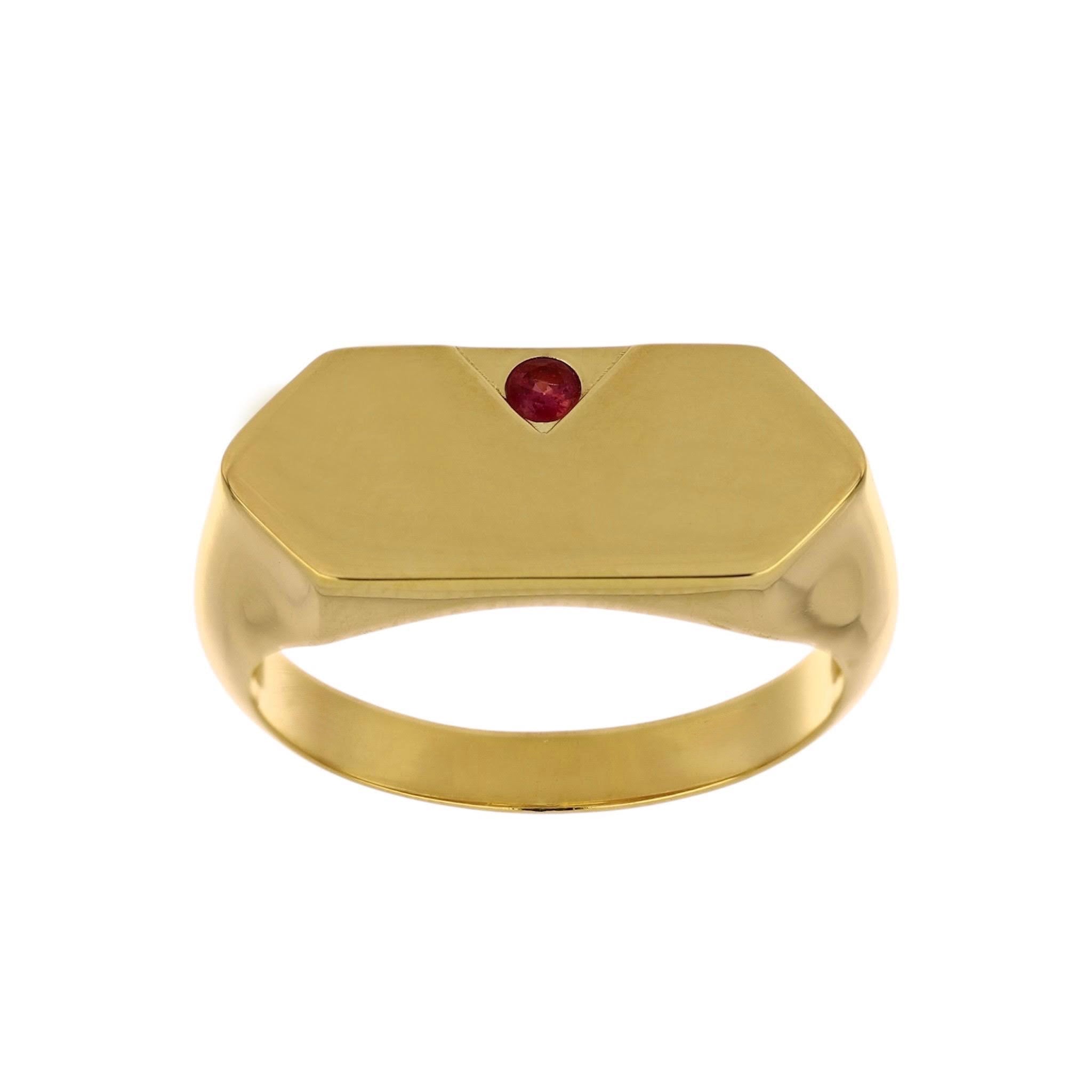 Ruby Signet Gold Ring