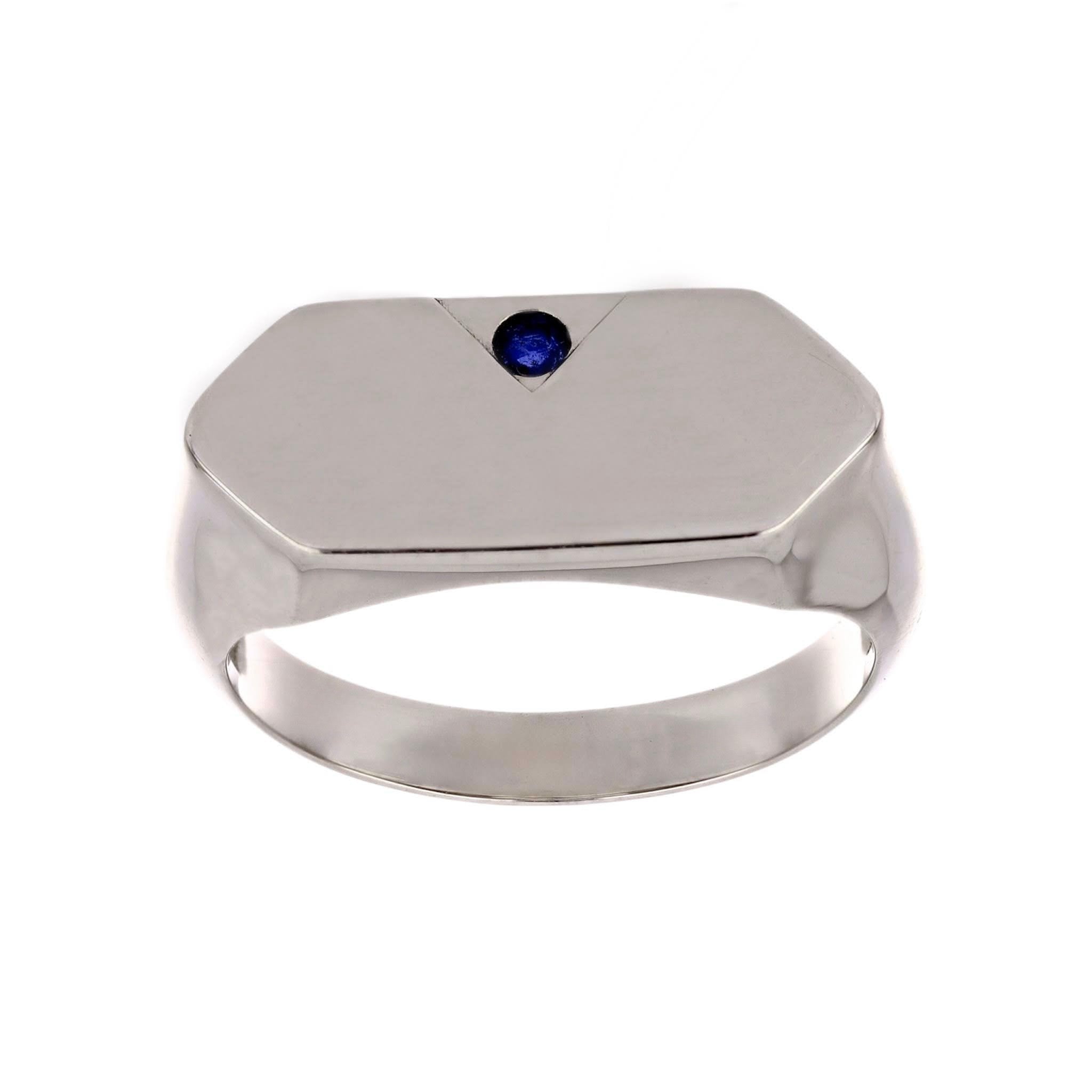 Blue Sapphire Signet Silver Ring