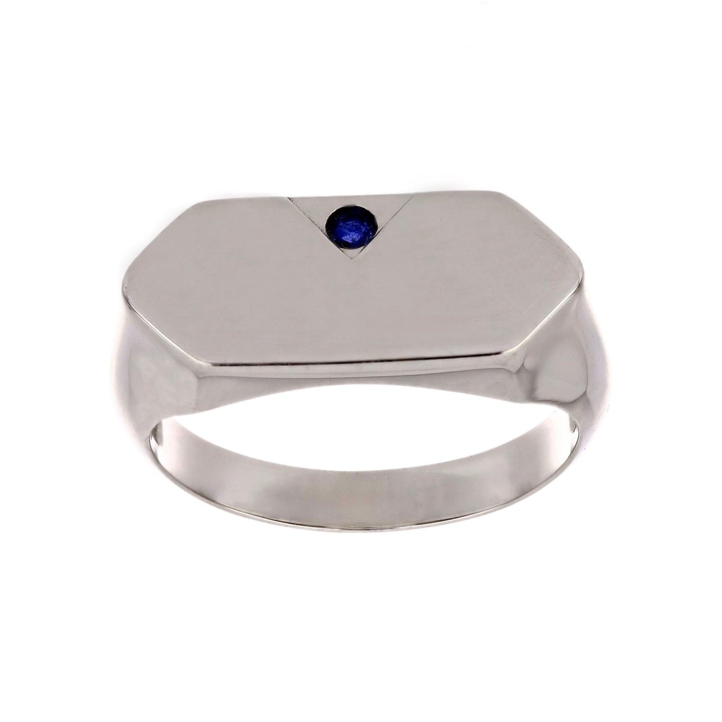 Blue Sapphire Signet Silver Ring