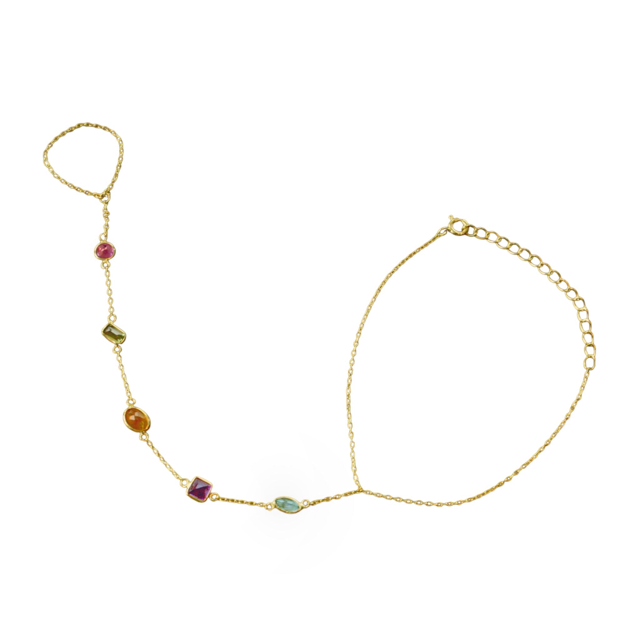 Multi-Color Gemstone Handchain