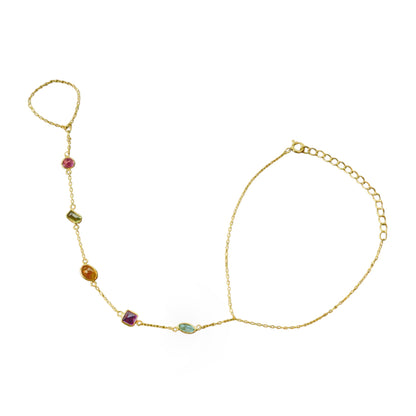 Multi-Color Gemstone Handchain