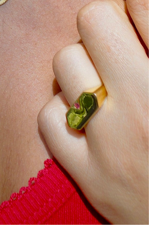 Ruby Signet Gold Ring - second image