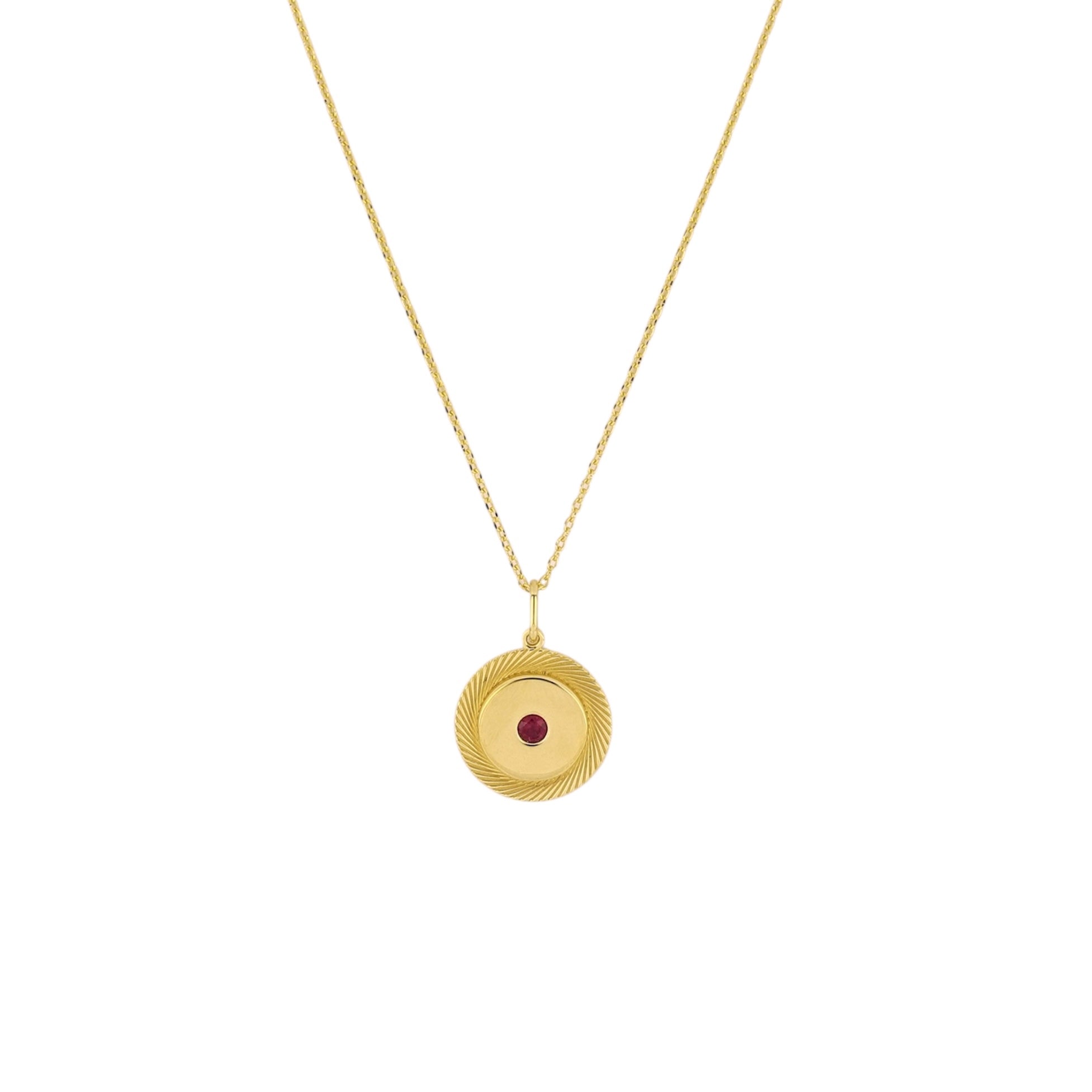 Ruby Gold Round Pendant