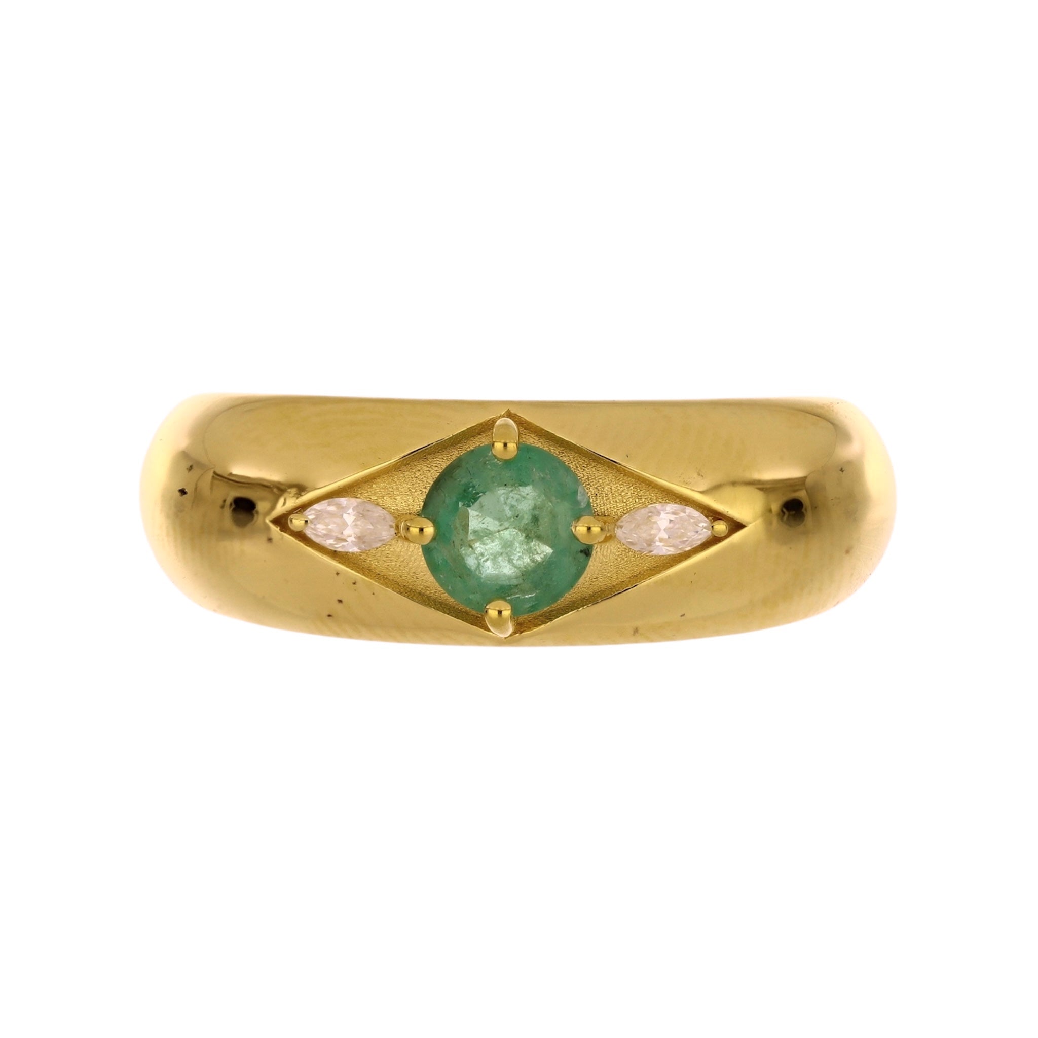 Emerald and Moissanite Gold Ring